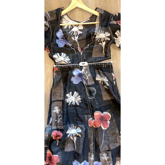 NEW GANNI  Women Maxi Silk Dress Flowers Black SIZE 36/ S - Picture 12 of 13